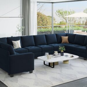 Belffin Velvet Corner Seat Module for Modular Sectional Sofa Couch Corner Sofa Couch Chair Blue