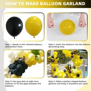 Black and Yellow Balloon Arch Kit, 100Pcs Black and Yellow Balloon Garland Kit, Black and Yellow Balloons Different Sizes 18/12/10/5 inch for Baby Shower Birthday Bee Bumblebee Themed Party Decoration