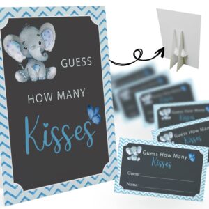 Guess How Many Kisses Are in the Jar Game-1 Standing Sign and 50 Guessing Cards, Elephant Bridal Shower Games, Baby Shower Sign, for Boys Girls Baby Shower Favors and Weddings Party Decoration-19