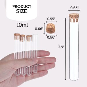 25PCS Plastic Test Tubes with Lids – 10ml Clear Plastic Tubes with Cork Stoppers 16x100mm Small Clear Plastic Tube Containers for Solids & Liquids Storage Test Tubes for Plant Propagation