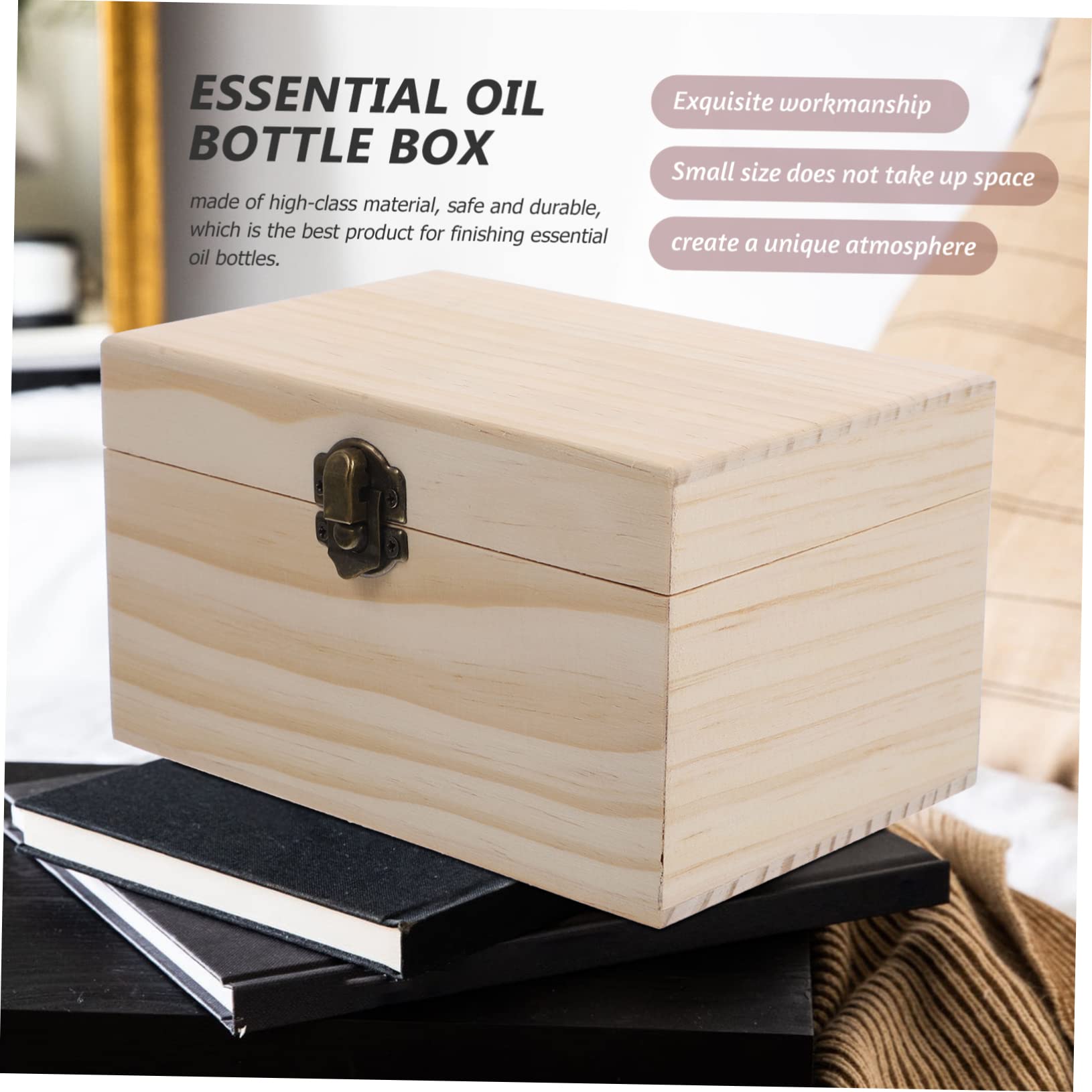 HONMEET Box wooden essential oil case delicate wooden pine essential oil box bead pine wood essential oil bottle container Multiple slots nail polish holder Bottled essential oil storage