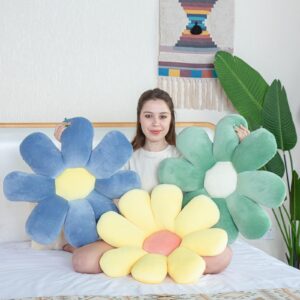 TaiBest Flower Pillow,Flower Shaped Throw Pillow,Flower Shaped Seating Cushion, Floor Pillow, Cute Room Decor & Plush Pillow (23.6, Sun Yellow)