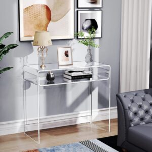 solaround Acrylic Desk Laptop Study Table Home Office Console Table Entrance Table, 33.5'' x 15.7'' x 29.5'' (Clear)