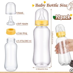 TrelaCo Cool Baby Shower Games Wooden Bottle Chug Sign Rustic Theme Baby Gift Sets and 12 Pcs Baby Bottle Shower Favor Baby Bottles for Rustic Kraft Baby Shower Games Gender Reveal (Rustic Kraft)