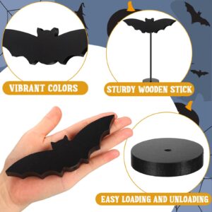 6 Pieces Halloween Table Decorations Tall Standing Bat Decor Wood Sign Block Wooden Bats Centerpieces Rustic Tabletop Home Table Topper Sign for Halloween Party Favor Home Room Decor