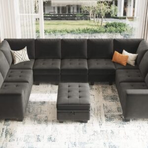 Belffin Velvet Single Seat Module for Modular Sectional Sofa Couch Accent Armless Sofa Couch Chair Modern Fabric Grey