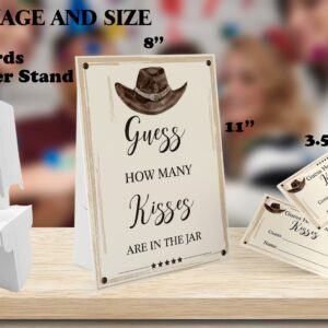 Guess How Many Kisses Are in the Jar Game-1 Standing Sign and 50 Guessing Cards, Cowboy Bridal Shower Games, Baby Shower Sign, for Boys Girls Baby Shower Favors and Weddings Party Decoration-08