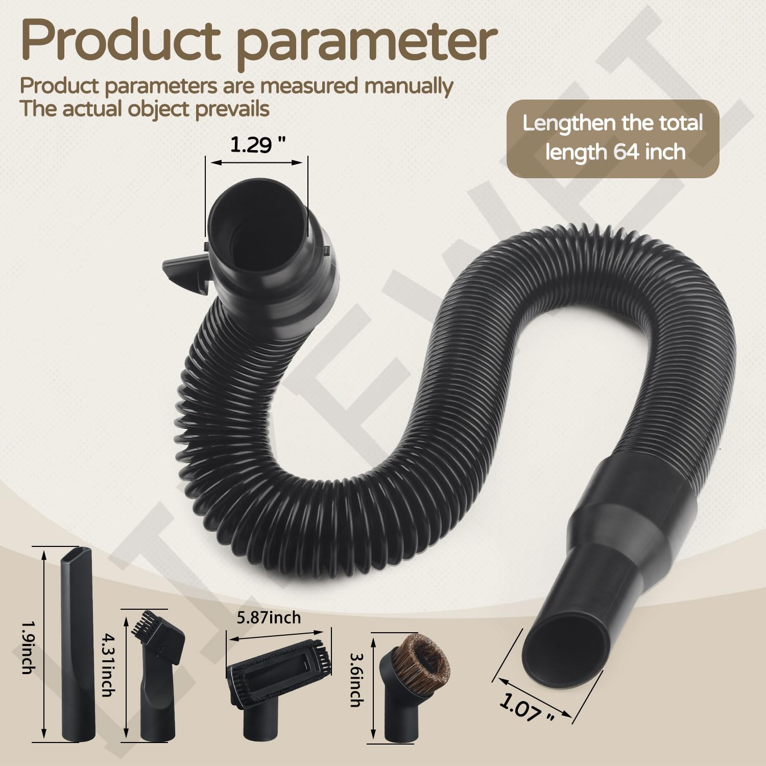 14-37-0105 18V Wet/dry Vac Hose Assembly with Universal Attachments Adapter Kit for Milwaukee M18 18v/28v Vacuum 0880-20 0970-20 (Internal Storage), Use to Pick Up Dust and Debris