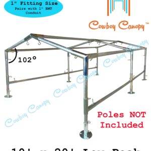 10' x 20' Low Peak Canopy Fittings Kit, DIY Metal Carport Frame Parts, 1" EMT