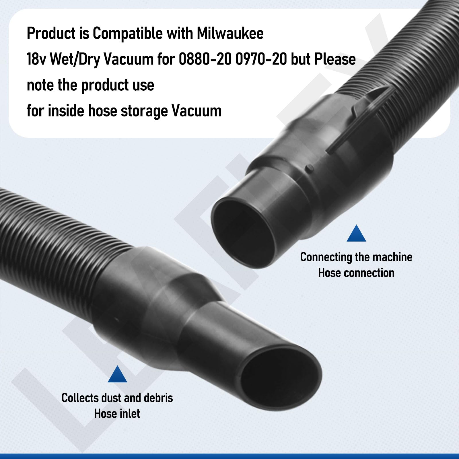 14-37-0105 Vacuum Hose for Milwaukee M18 Packout Vacuum 0970-20 0880-20, Fit 18V 2.5 Gallon Wet/Dry Shop Vac Hose Assembly - Internal Storage