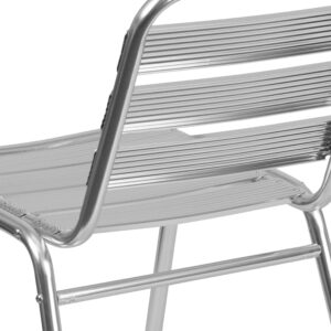 EMMA + OLIVER 4 Pack Commercial Aluminum Indoor-Outdoor Restaurant Stack Chair - Triple Slat Back