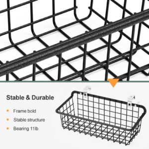 iSPECLE 2 Pack Black Metal Wall Basket, Durable and Sturdy, Adds Storage Space in Bathroom and Kitchen, Easy to Install, Holds Up to 11lb