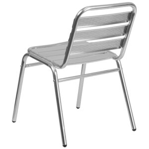 EMMA + OLIVER 4 Pack Commercial Aluminum Indoor-Outdoor Restaurant Stack Chair - Triple Slat Back