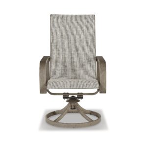 Signature Design by Ashley Beach Front Contemporary Outdoor Sling Swivel Chair, 2 Count, Gray