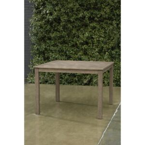 Signature Design by Ashley Aria Plains Casual Outdoor Square Dining Table with Umbrella Option, Brown