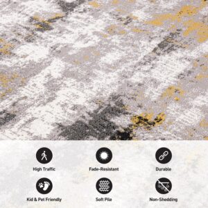 Rugshop Tralee Modern Abstract Stain Resistant Area Rug 5' x 7' Yellow