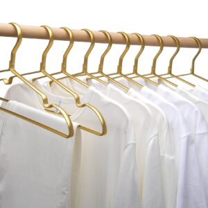 Matte Gold Aluminum Clothes Hangers, 16.5” Extra Smooth & Sturdy Metal Coat Shirt Dress Hanger, Light & Sturdy Metal Rack for Jacket Trouser Pant Slack 20 Pack HL07G