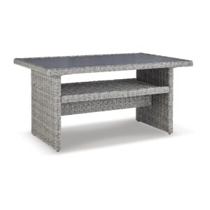 signature design by ashley naples beach contemporary outdoor rectangle multi-use table, light gray