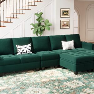 Belffin Velvet Single Seat Module for Modular Sectional Sofa Couch Accent Armless Sofa Couch Chair Modern Fabric Green