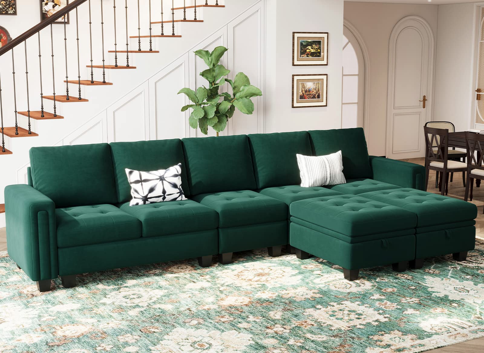 Belffin Velvet Single Seat Module for Modular Sectional Sofa Couch Accent Armless Sofa Couch Chair Modern Fabric Green