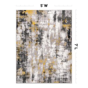 Rugshop Tralee Modern Abstract Stain Resistant Area Rug 5' x 7' Yellow