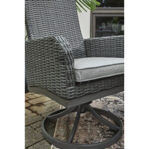 Signature Design by Ashley Elite Park Casual Outdoor Resin Wicker Swivel Chair with Cushion, 2 Count, Gray