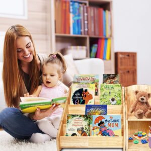 koretech Bookshelf for Toddler Wooden Book Display Shelf for Toddler Bookcase (Bookshelf + Storage Rack)