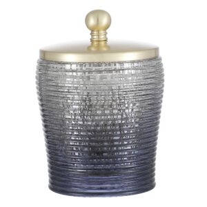 halston heritage qtip jar, cotton ball storage, brushed gold rustproof metal lid, the ricard collection, bathroom organization for home, bath salts, makeup vanity storage, bathroom accessories