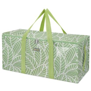 baleine extra large storage tote with zippers & carrying handles, heavy-duty oxford fabric moving bags for laundry, space saving, storage, antique foliage