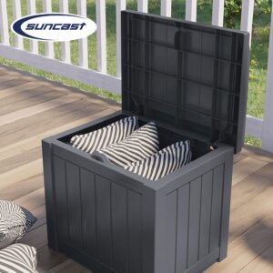 Suncast 22-Gallon Indoor or Outdoor Backyard Patio Small Storage Deck Box with Attractive Bench Seat and Reinforced Lid, Cyberspace (3 Pack)