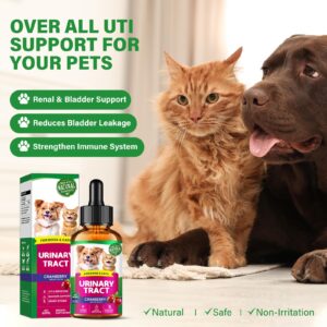 Urinary Tract Infection Treatment Drops for Dogs, UTI Treatment with Cranberry-Kidney for Pet Renal Health, Prevent Incontinence & Bladder Stones