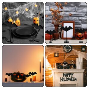 3 Pcs Halloween Standing Table Decor Wood Tiered Tray Table Decorations Ghost Cat Bat Candy Corn Table Centerpiece Tall Block Sign Set for Halloween Party Home (Bat)