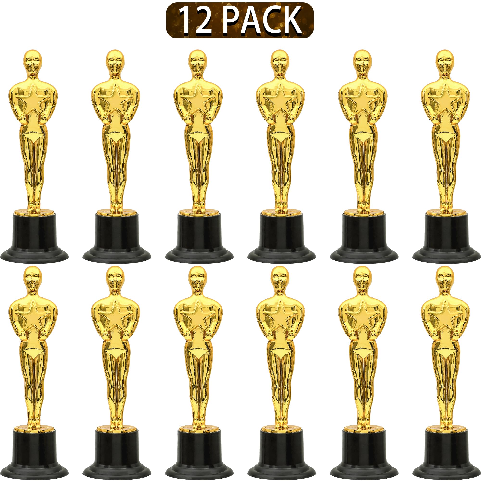 Sawowkuya 12 Pack 6'' Plastic Gold Star Award Trophies for Party Decorations, Party Favors, Movie Night Party Favor, School Award, Game Prize, Party Prize and Appreciation Gifts