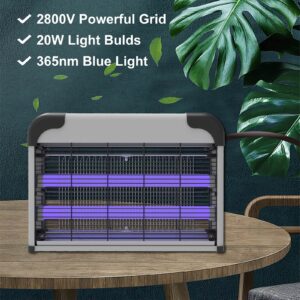 VOLTORB Electric Bug Zapper, Buzzbug Mosquito Zapper, Mosquitoes Flies Killer Repellent Indoor Insect Killer Powerful 2800 Volt Grid UV Light, with Washable Tray Clean Brush Steel Chain