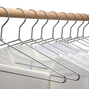 Solid Heavy Duty Metal Shirt Coat Hangers, Stainless Steel Clothes Hanger with Polished Chrome, Space Saving Clothing Hanger 17 Inch Silver Metal Wire Hanger 20 Pack HL06C