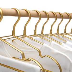 Matte Gold Aluminum Clothes Hangers, 16.5” Extra Smooth & Sturdy Metal Coat Shirt Dress Hanger, Light & Sturdy Metal Rack for Jacket Trouser Pant Slack 20 Pack HL07G