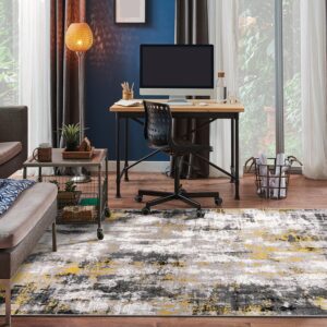 Rugshop Tralee Modern Abstract Stain Resistant Area Rug 5' x 7' Yellow