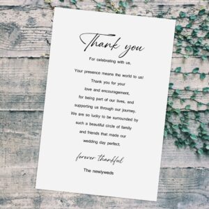 RokAPary Modern Minimalist Wedding Thank You Place Cards, Place Setting Cards, For Bridal Shower, Reunion, Reception, Celebration, Rehearsals, Dinner Parties, Events 50 Cards 4"x6". Made in USA