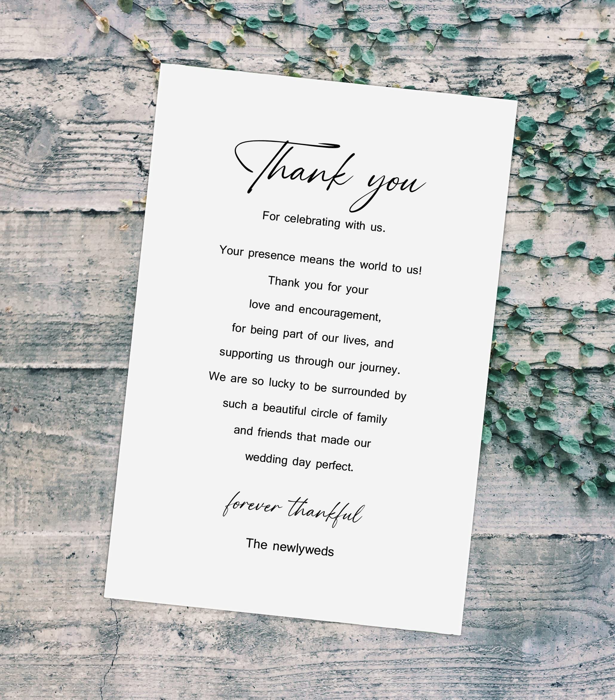 RokAPary Modern Minimalist Wedding Thank You Place Cards, Place Setting Cards, For Bridal Shower, Reunion, Reception, Celebration, Rehearsals, Dinner Parties, Events 50 Cards 4"x6". Made in USA