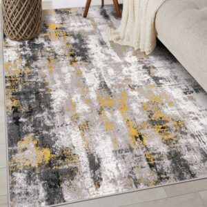 rugshop tralee modern abstract stain resistant area rug 5' x 7' yellow