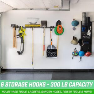 GoSports Wall Mounted Garage Yard Tool Organizer - Adjustable Storage Rack for Garden and Shop Tools