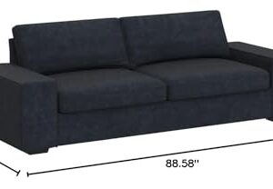 COOSLEEP Modern Sofas Couches for Living Room, Loveseat Sofas & couches with Removable Sofa Cushion and Detachable Sofa Cover, Solid Wood Frame and Serpentine Spring,Easy to Install (Blue)