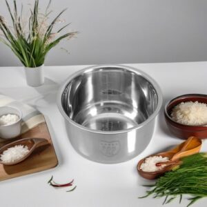 Luxshiny Rice Cooker Inner Cooking Pot Stainless Steel Rice Cooker Liner Non-stick Household Rice Cooker Container Electric Cooker Tank Interior Accessory for Kitchen 3L