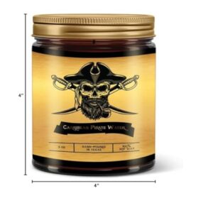 Fantaswick's Caribbean Pirate Waters Candle | 100% Natural Coconut Soy Wax & Cotton Wick in Amber Candle Jar | Hand-Poured in Texas | 9oz