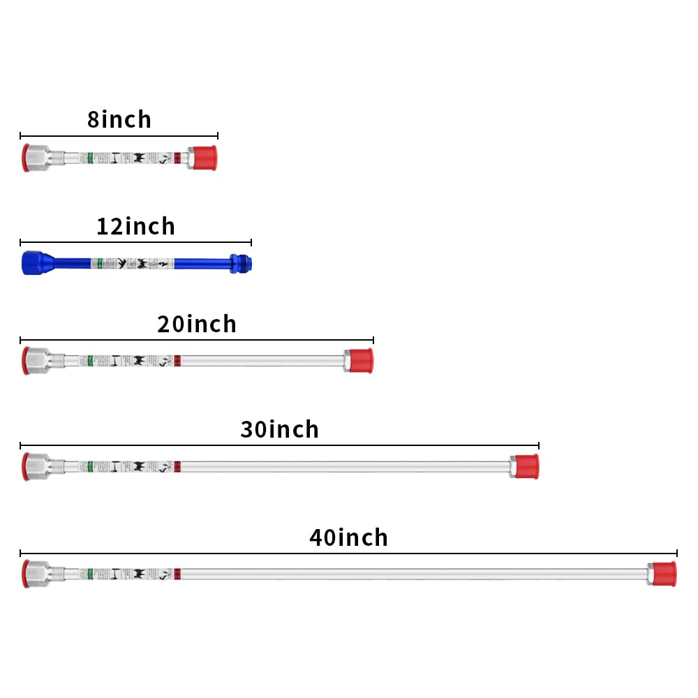 Spray freely 5-Piece Set of Extension Poles,Airless Spray Gun Tip Extensions,Airless Paint Sprayer Gun Tip Extension Pole,for Airless Paint Gun Wand (8in 12in 20in 30in 40in)