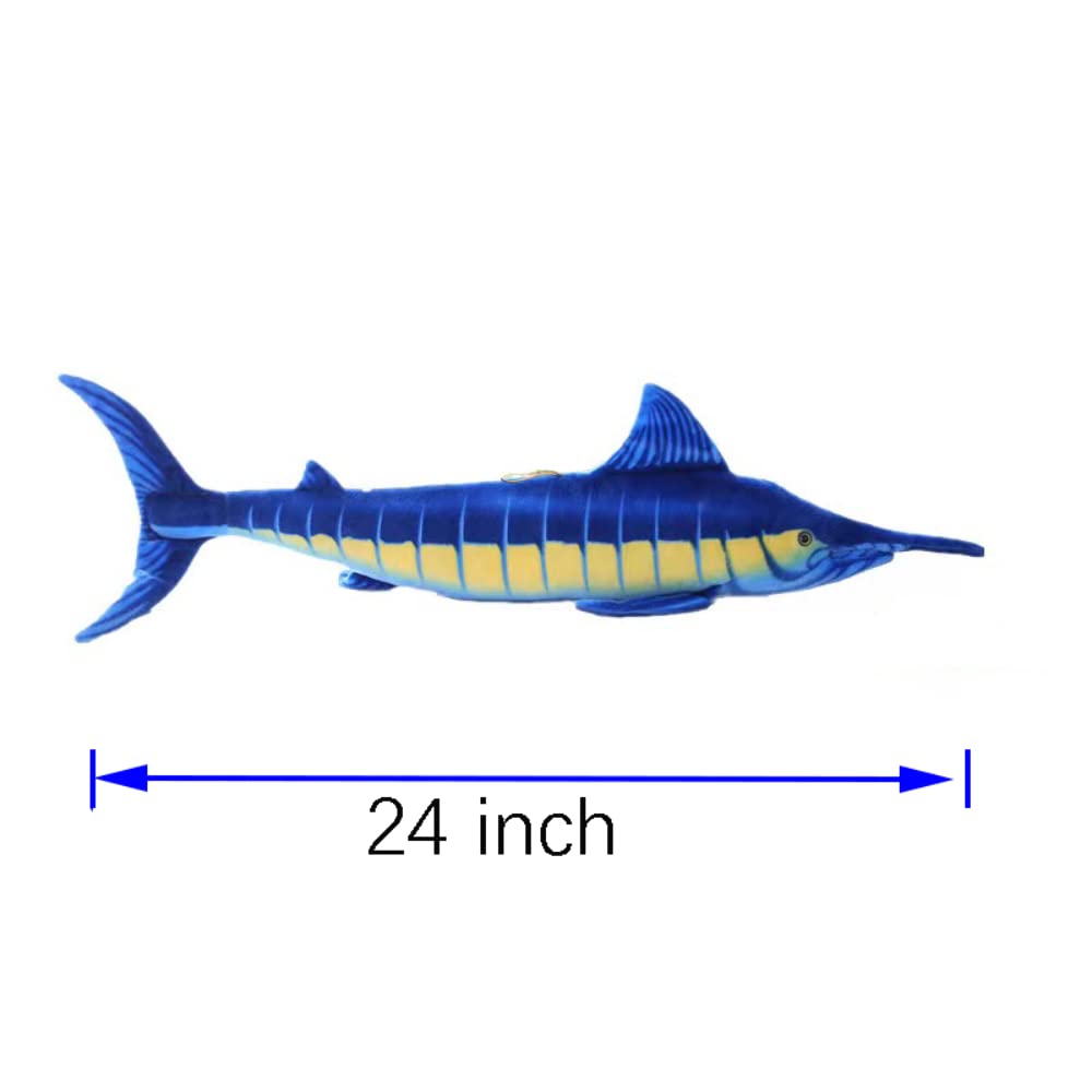 HOKESS 24'' Blue Marlin Fish Stuffed Animals Toys, Soft Plush Blue Makaira Mazara Simulation Pillow Toys, Gift for Boys Girls Birthday Toys