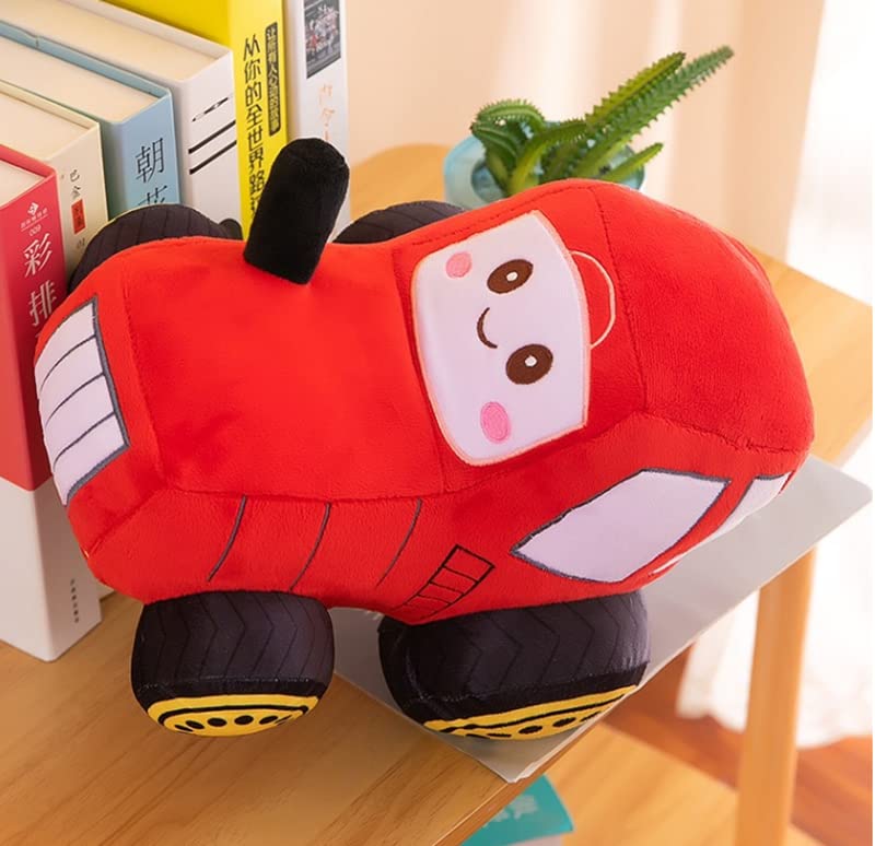 XIZHI Car Plush Toy Soft Stuffed Car Plush Pillow Toy CuteTractor Cartoon Throw Pillow Plushie Gifts for Kids Birthday Christmas Party (Tractor Red)