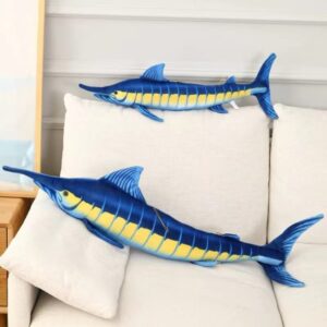 HOKESS 24'' Blue Marlin Fish Stuffed Animals Toys, Soft Plush Blue Makaira Mazara Simulation Pillow Toys, Gift for Boys Girls Birthday Toys