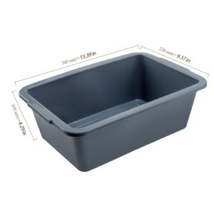 HEIHAK 5 Pack 8 L Plastic Bus Tub, 8.5 Qt 2.1 Gallon Grey Commercial Bus Box Utility Tote Bins, Small Rectangle Utility Storage Dish Tub Wash Basin for Kitchen, Restaurant, Cafeteria