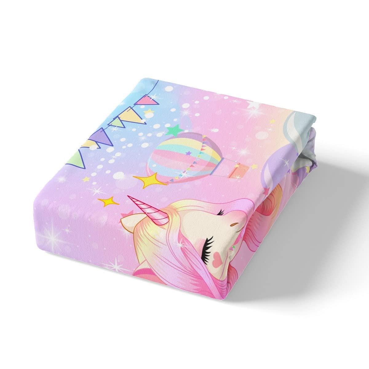 Feelyou Unicorn Girls Bedding Set Full Kawaii Cute Rainbow Unicorn Bed Sheets Cartoon Horse Sheet Set Kids Children Galaxy Stars Magical Pink Unicorn Animal Room Decor 1 Sheet +2 Pillowcases